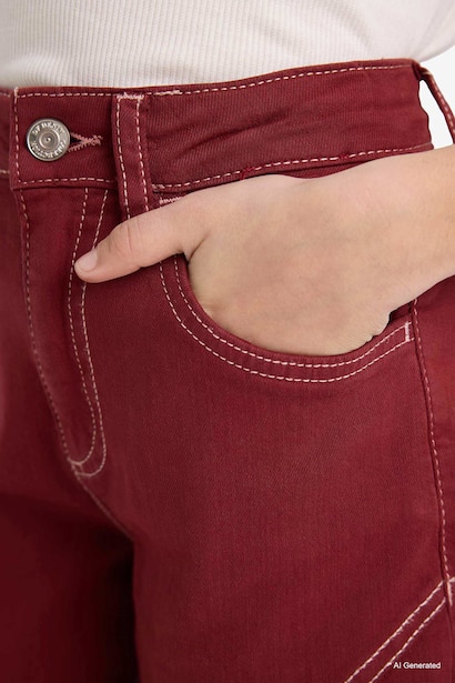 Girl Wide Leg Gabardine Trousers