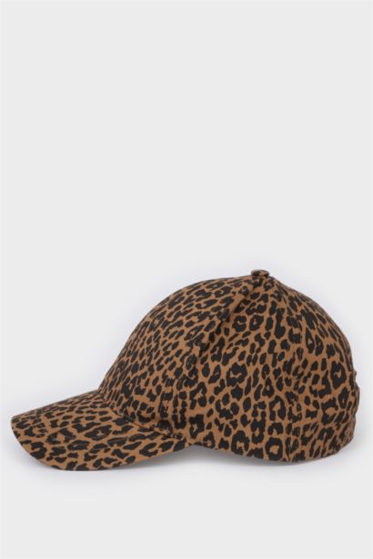 Kadın Leopar Desenli Pamuklu Cap Şapka