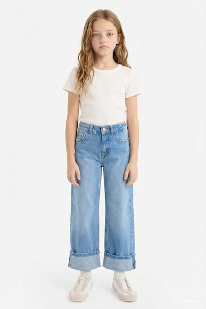 Straight Fit Jean Kız Çocuk