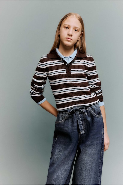 Girl Regular Fit Polo Collar Pullover