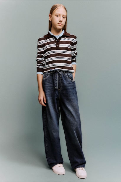 Girl Regular Fit Polo Collar Pullover