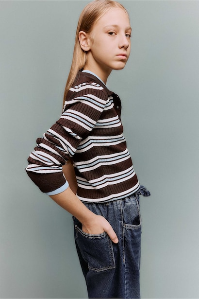 Girl Regular Fit Polo Collar Pullover