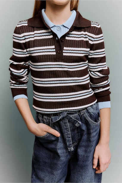 Girl Regular Fit Polo Collar Pullover
