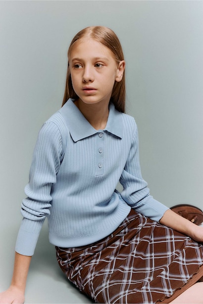 Girl Regular Fit Polo Collar Pullover