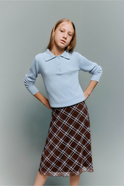 Girl Regular Fit Polo Collar Pullover