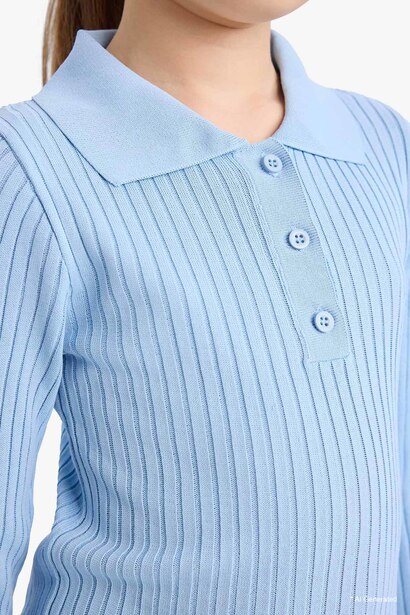 Girl Regular Fit Polo Collar Pullover