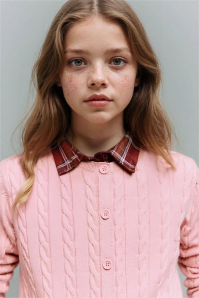 كارديجان بناتي قصة عادية بياقة مستديرة