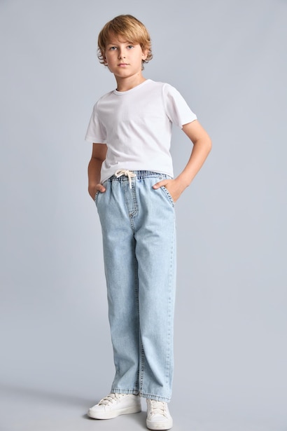 Boy 100% Cotton Straight Leg Blue Jeans