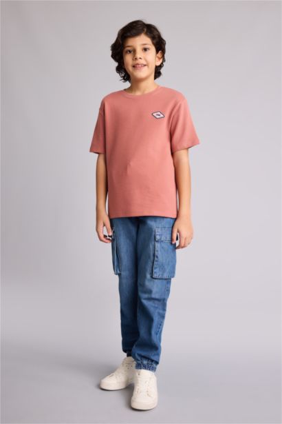 تيشيرت اولادي نص كم اوفر سايز بياقة مستديرة