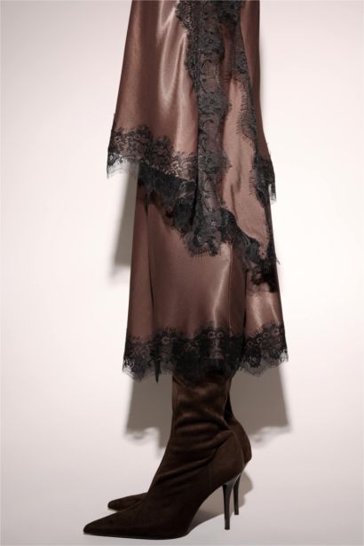 Pencil Skirt Satin Normal Waist Midi Skirt