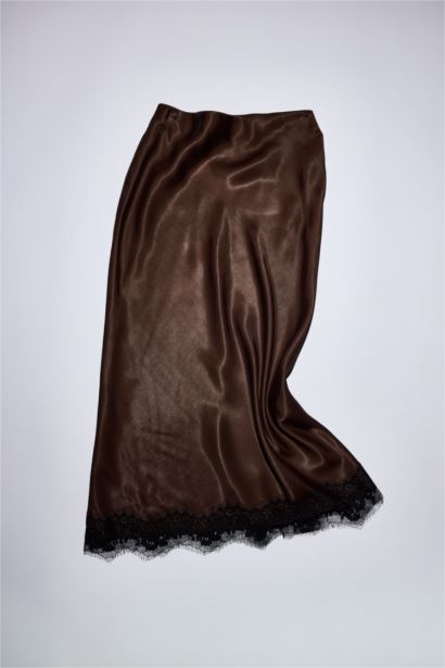 Pencil Skirt Satin Normal Waist Midi Skirt