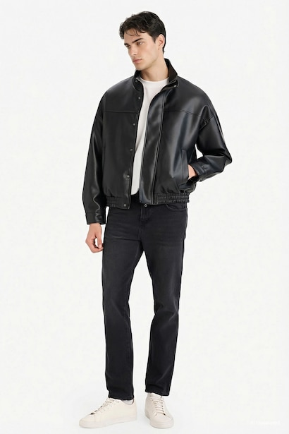 Zipper Faux Leather Jacket
