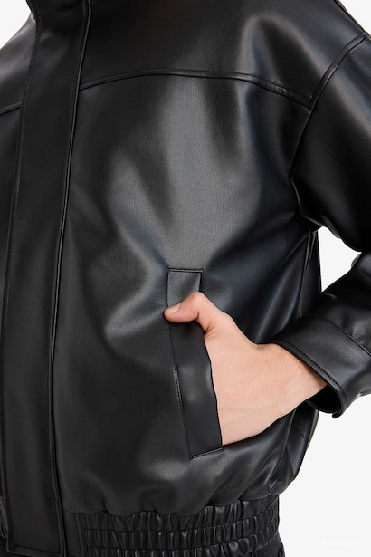 Zipper Faux Leather Jacket