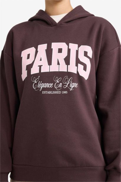 Relax Fit Puff Print Long Sleeve Hoodie