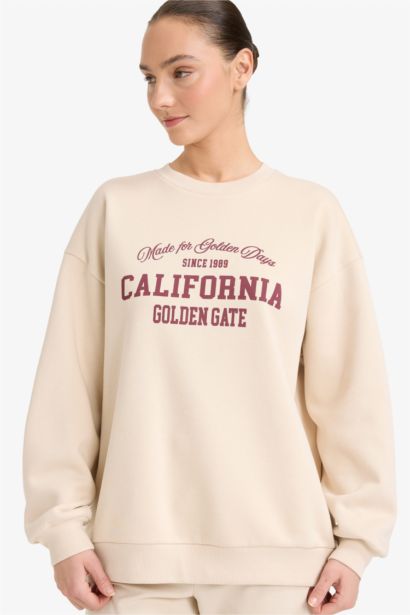 Oversize Fit Printed Long Sleeve Sweatshirt