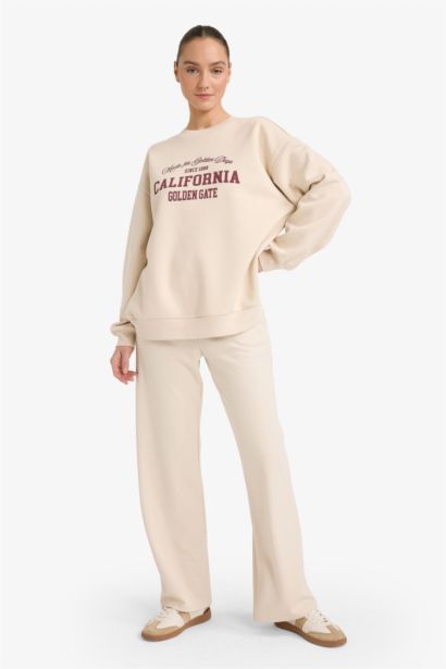 Oversize Fit Printed Long Sleeve Sweatshirt