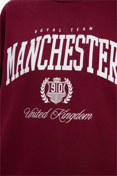 سويت شيرت اوفر سايز مطبوع برقبة مستديرة