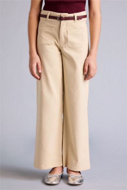 بنطلون بناتي وايد ليج برجل واسع