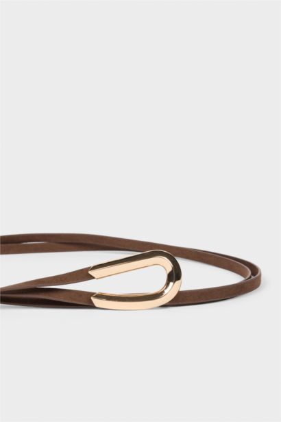 Kadın Dikdörtgen Toka Suni Deri Klasik Kemer