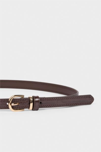 Kadın Dikdörtgen Toka Suni Deri 2'li Klasik Kemer