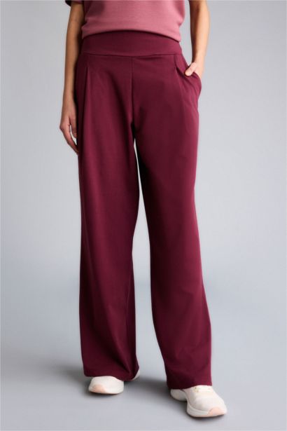 Wide Leg Elastic Waist Long Pocketed Sports Sweatpants