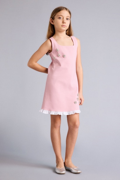 Girl Strappy Stone Details Dress