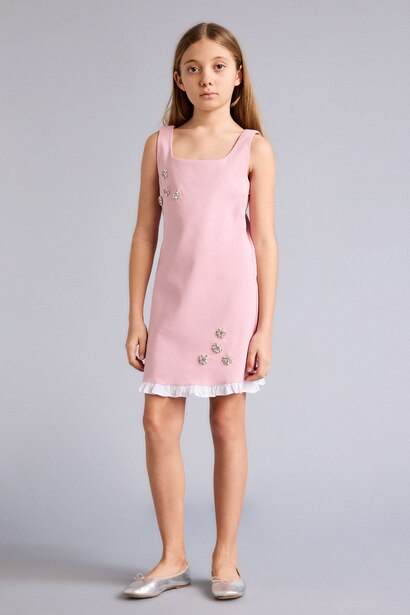 Girl Strappy Stone Details Dress