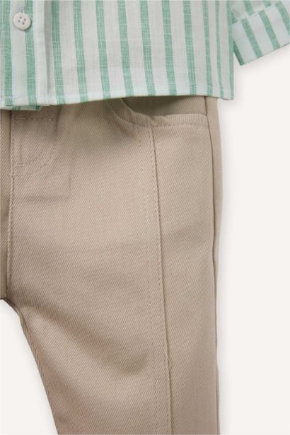 طقم بيبي أولاد قميص بوبلين و سروال - قطعتين