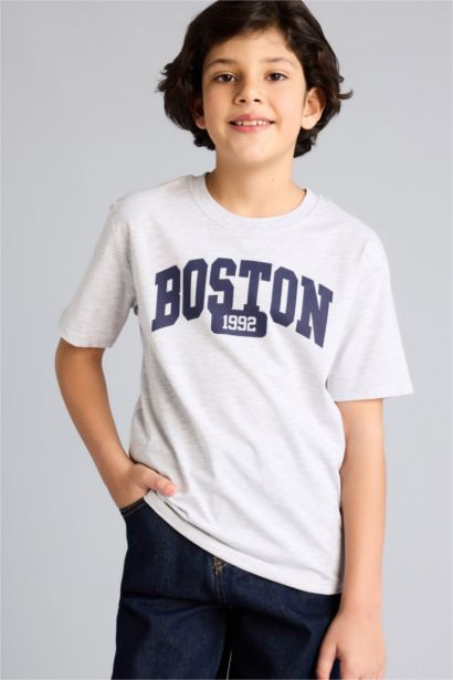 تيشيرت ولادي نص ردن مطبوع قصة عادية بياخة مستديرة