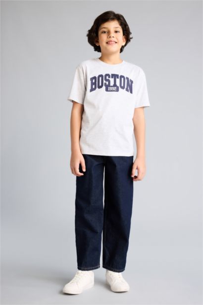 تيشيرت ولادي نص ردن مطبوع قصة عادية بياخة مستديرة