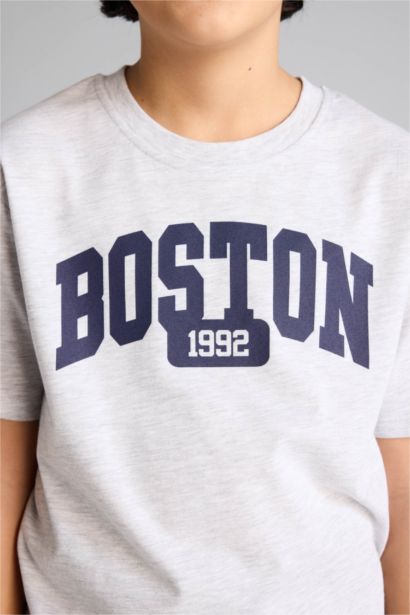 تيشيرت ولادي نص ردن مطبوع قصة عادية بياخة مستديرة