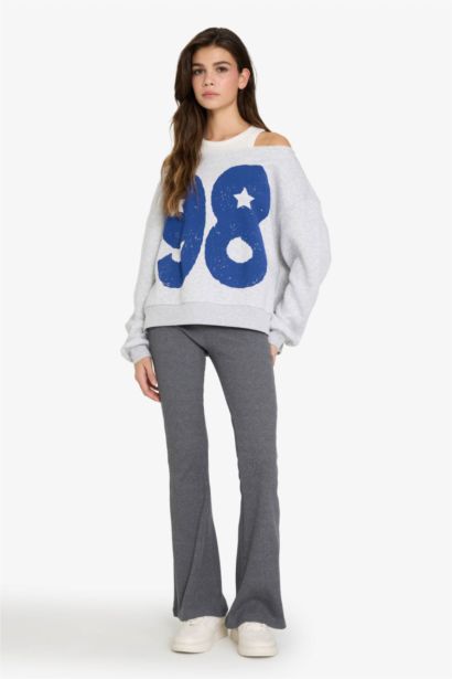 Oversize Fit Printed Long Sleeve Sweatshirt