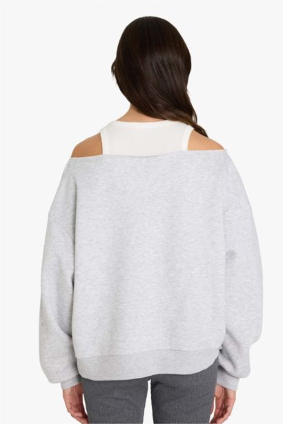 Oversize Fit Printed Long Sleeve Sweatshirt