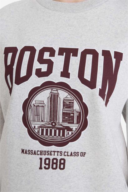 Oversize Fit Printed Long Sleeve Sweatshirt