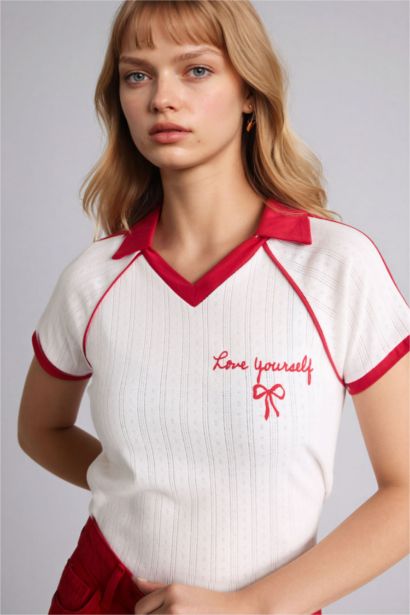 Fitted Embroidered T-Shirt