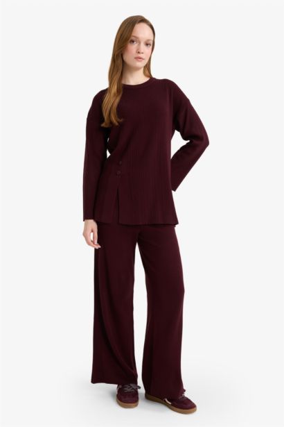 Wide Leg Knitwear Trousers