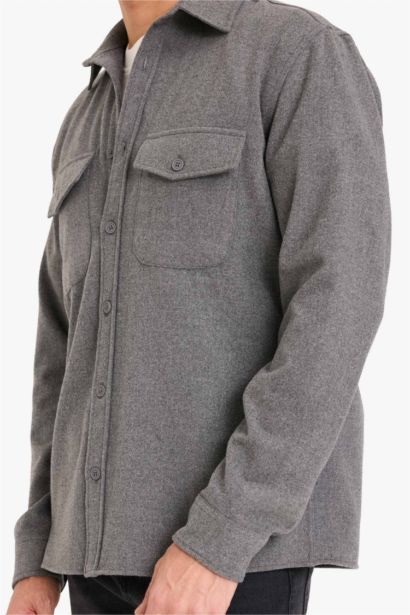 Chemise à manches longues aspect laine Coupe régulière