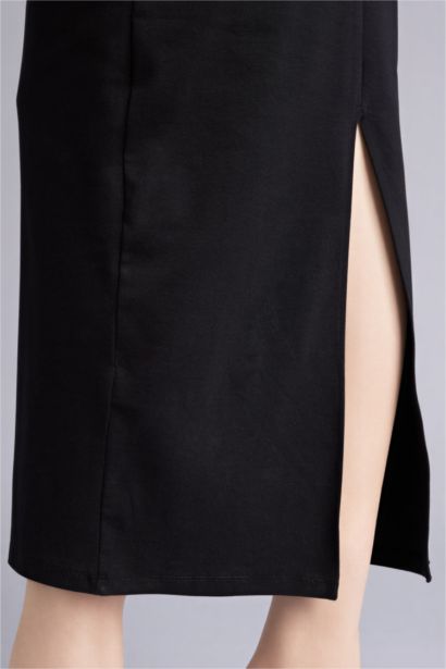 Облегающее платье миди в рубчик Bodycon без рукавов с квадратным вырезом