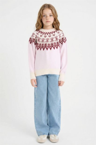 Girl Regular Fit Embroidered Crew Neck Pullover