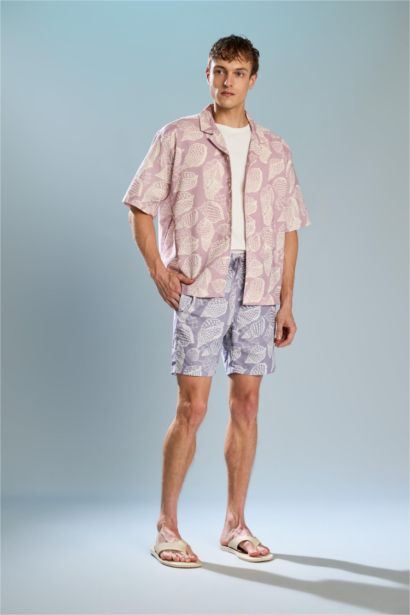 Regular Fit Printed Mesh Lined Swim Shorts