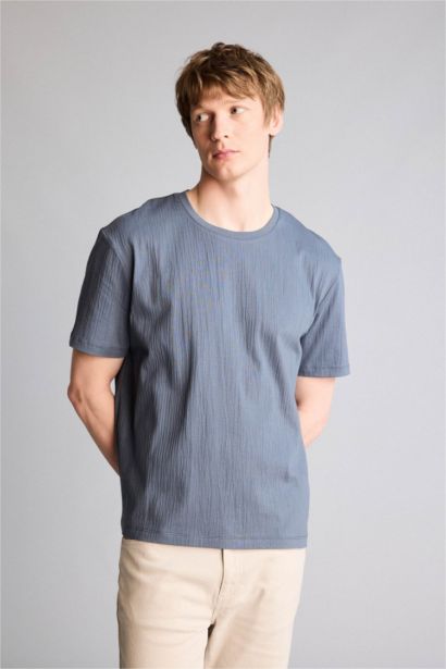 Regular Fit дөңгелек жағалы қысқа жеңді футболка