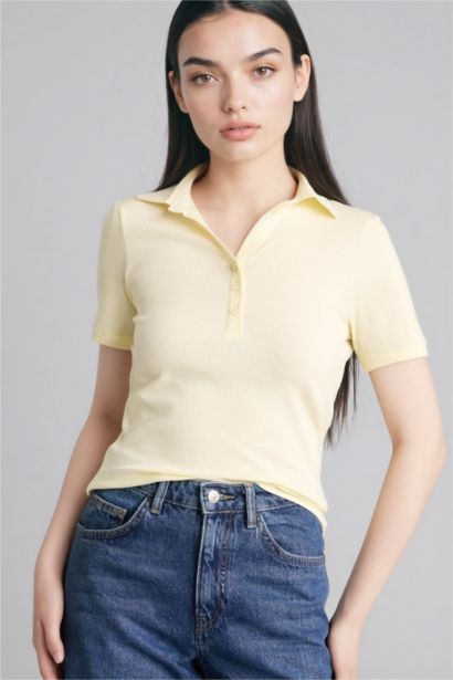 تيشيرت بولو نص كم سليم فيت مضلع