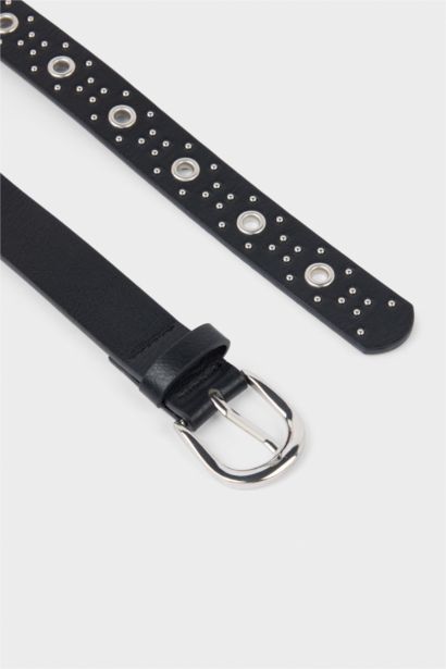 Kadın Hayvan Baskılı Oval Toka Suni Deri Günlük Kemer