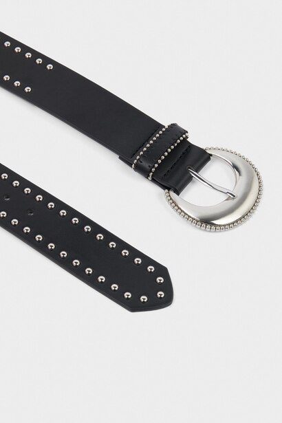 Woman Animal Print Oval Buckle Faux Leather