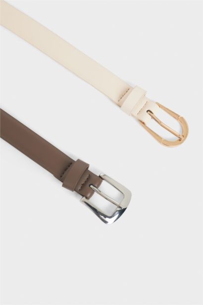 Kadın Suni Deri 2'li Günlük Kemer