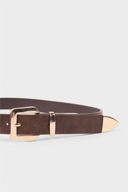 Kadın Dikdörtgen Toka Suni Deri Günlük Kemer