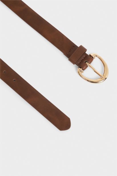 Kadın Dikdörtgen Toka Suni Deri Günlük Kemer