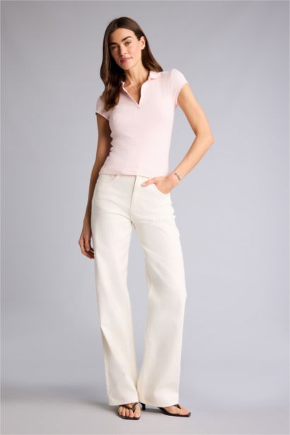 تيشيرت بولو نص كم قصة عادية مضلع