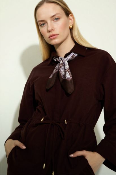 Regular Fit Shirt Collar Suede Long Sleeve Shirt