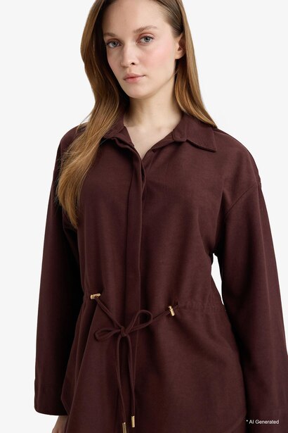Regular Fit Shirt Collar Suede Long Sleeve Shirt